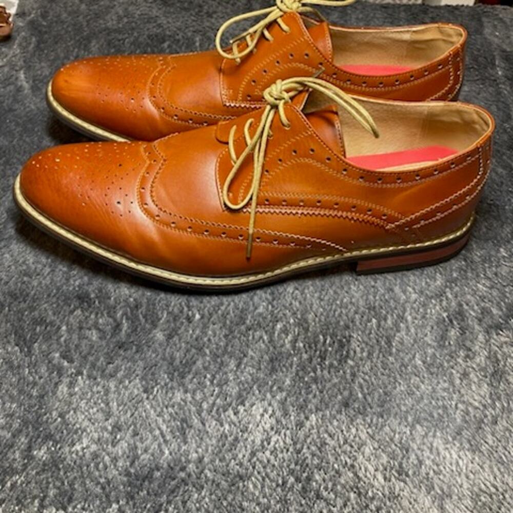 Bruno Marc Prince‑3 Wingtip Oxford Dress Shoes Brown Men’s Size 15 Leather‑Lined
